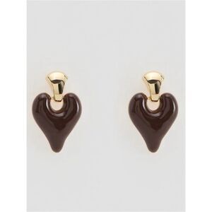 Heart Drop Earrings Dark Brown - Women Jewelry